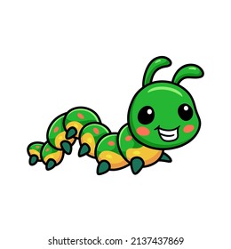 Cute little caterpillar cartoon character