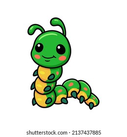 Cute little caterpillar cartoon character