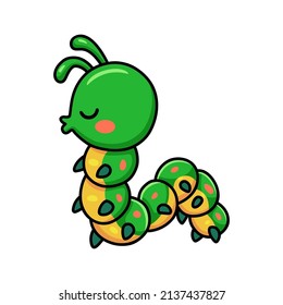 Cute little caterpillar cartoon kissing