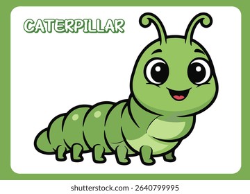 Cute little caterpillar happy smile cartoon vector  illustration.