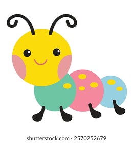 Cute little  caterpillar  vector cartoon illustration