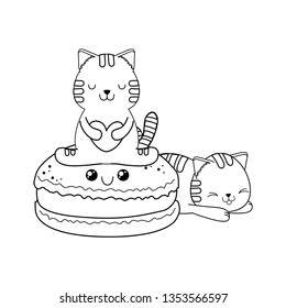 cute little cats with cookies kawaii characters