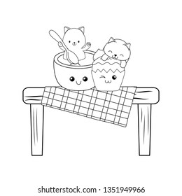 cute little cats with cupcake kawaii characters