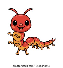 Cute little centipede cartoon character