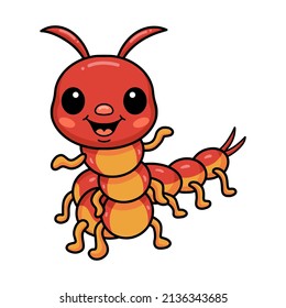 Cute little centipede cartoon character