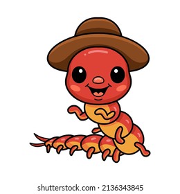 Cute little centipede cartoon character