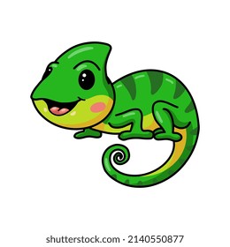 Cute little chameleon cartoon character