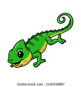 Cute little chameleon cartoon character