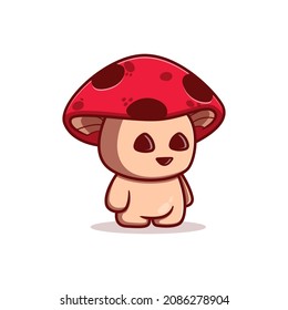 cute little character mushroom mascot vector illustration design