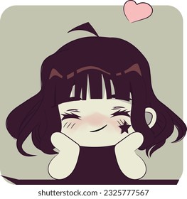 Cute little chibi girl in love