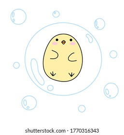 Cute little chick in bubble