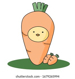 Cute little chick with carrot