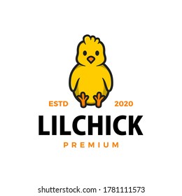 cute little chick cartoon logo vector icon illustration