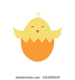 Cute little chick in cracked egg vector illustration. Element of web icon for mobile concept and web apps- illustration.

