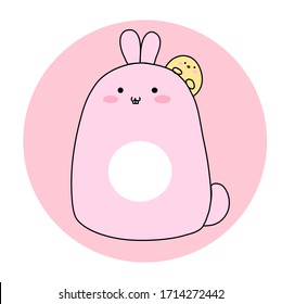 Cute little chick cuddle big bunny