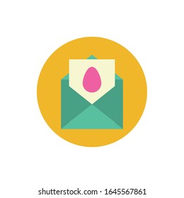 cute little chick in eggshell spring block and flat style vector illustration design