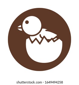 süßes kleines Küken in der Vektorillustration-Design im Eichelfederblock-Stil