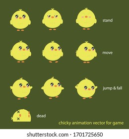 Cute little chick, frames for animation.