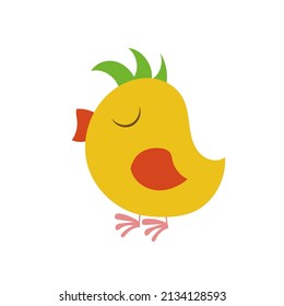 Cute little chick, a funny yellow bird icon