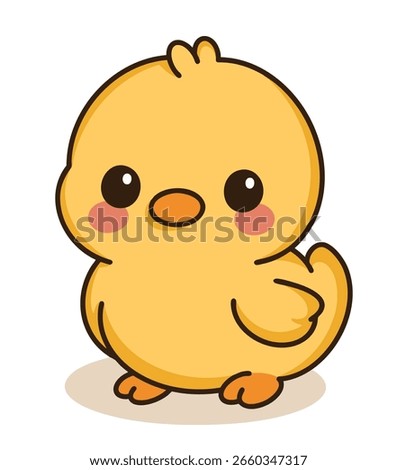 Cute little chick illustration, designed in a playful kawaii style. Ideal for spring-themed or animal-related projects, especially for children’s content.
