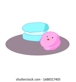 Cute little chick with macaron
