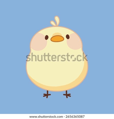  cute little chick on a blue background in flat design