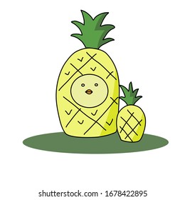 Cute little chick with pineapple