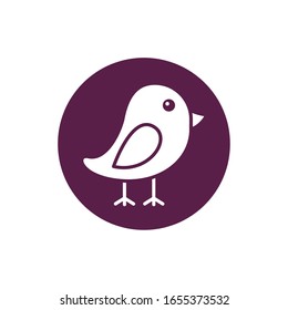 cute little chick spring block style vector illustration design