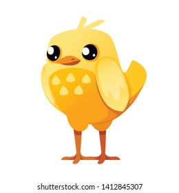 Cute little chick standing cartoon character design flat vector illustration.