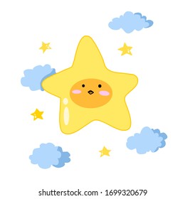 Cute little chick with star