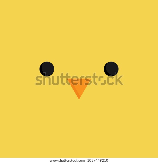 かわいい女の子のベクター画像イラスト 簡単な四角の漫画 イースター黄色の鶏の顔 小さなくちばしの目 のベクター画像素材 ロイヤリティフリー 1037449210