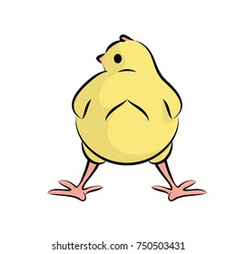 Cute Little Chick. Vector Illustration Of A Baby Chicken. Front View.