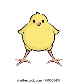 Cute Little Chick. Vector Illustration Of A Baby Chicken. Front View.