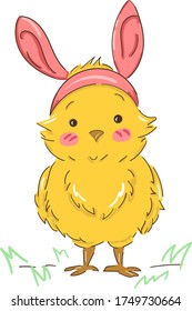Cute little chick view cartoon character design flat vector illustration