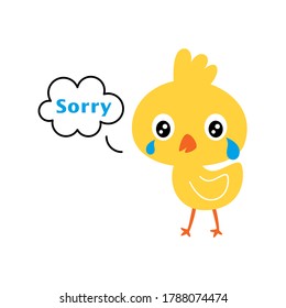 cute little chicken bird apologize card