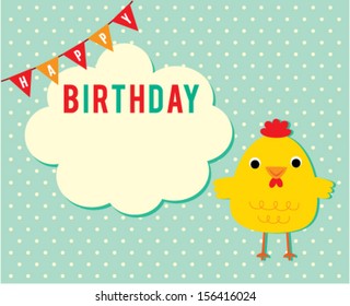 cute little chicken birthday greeting card