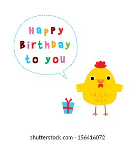 cute little chicken birthday greeting card