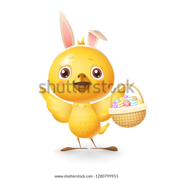 Cute Little Chicken Bunny Ears Knitted Stock Vector (Royalty Free ...