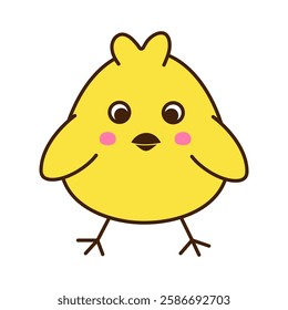 Cute little chicken cartoon character isolated on white background. Vector art illustration in flat style. A separate element for your design.