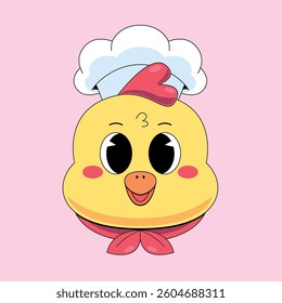 Cute little chicken with chef hat