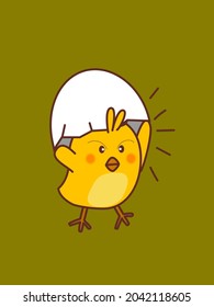 Cute little chicken icon character vector illustration.