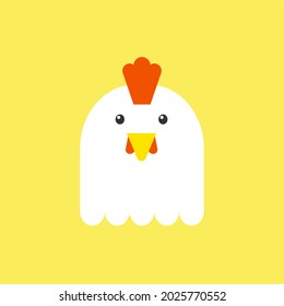 Cute little chicken isolated on color background. bird farm, poultry animal concept icon, vector illustration and stock