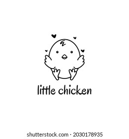 Cute Little Chicken Logo Vector