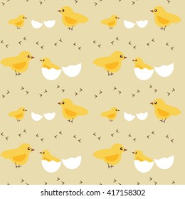 cute little chickens seamless vector pattern background illustration