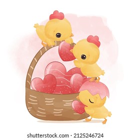 Cute Little Chickens for Valentine Decoration