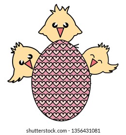 cute little chicks with egg painter easter celebration