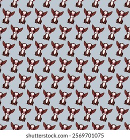 Cute little chihuahuas with heart shaped glasses in a seamless diagonal pattern