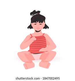 cute little child playing baby girl sitting pose female cartoon character full length isolated vector illustration