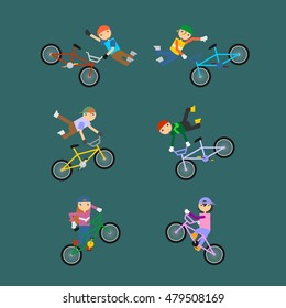 Cute little child playing bmx freestyle . Illustration in vector format. Illustration done in cartoon style
