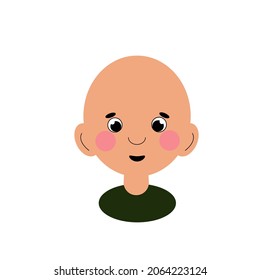 cute little child without hair, but with ruddy cheeks and beady eyes